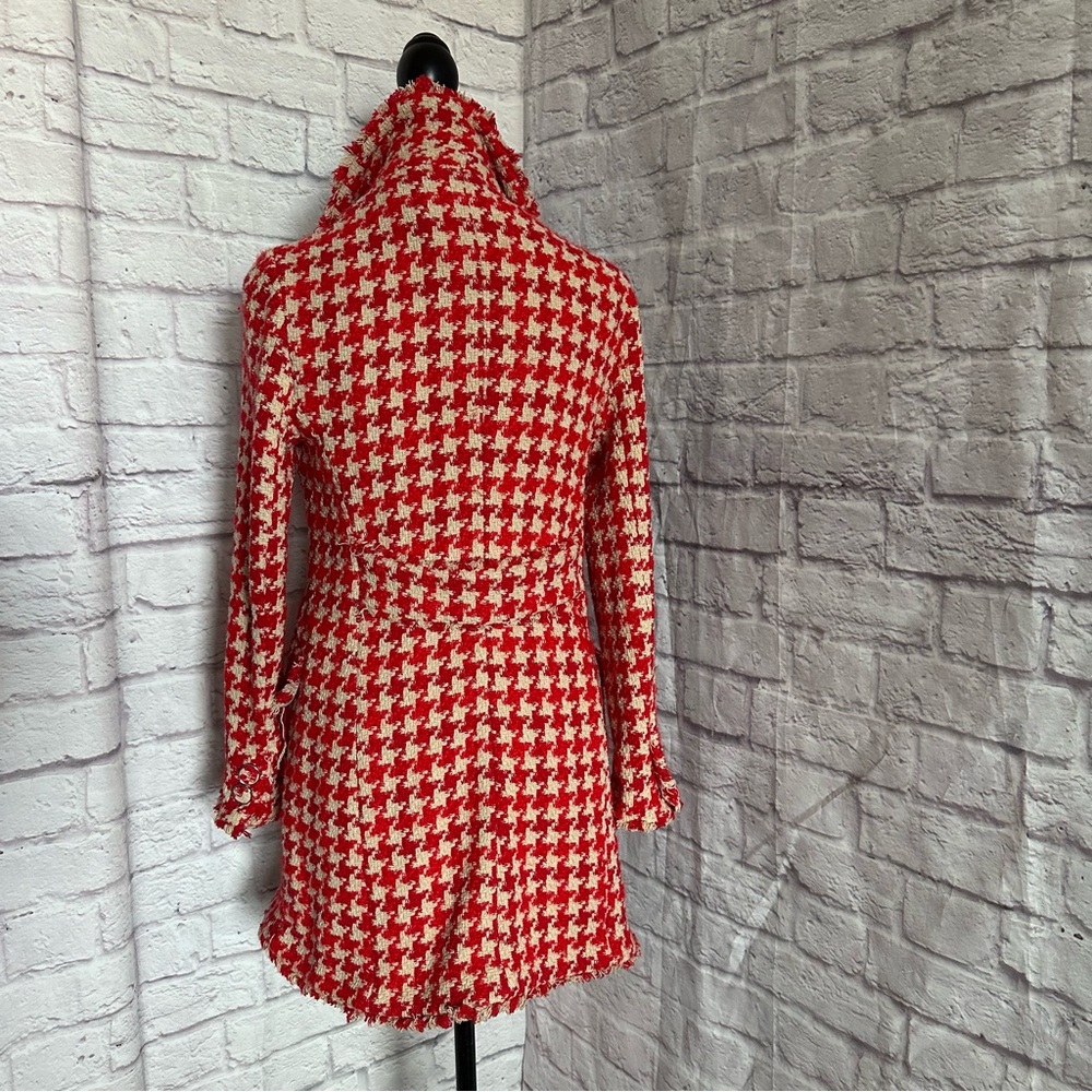 Zara textured houndstooth coat red - Picture 8 of 14